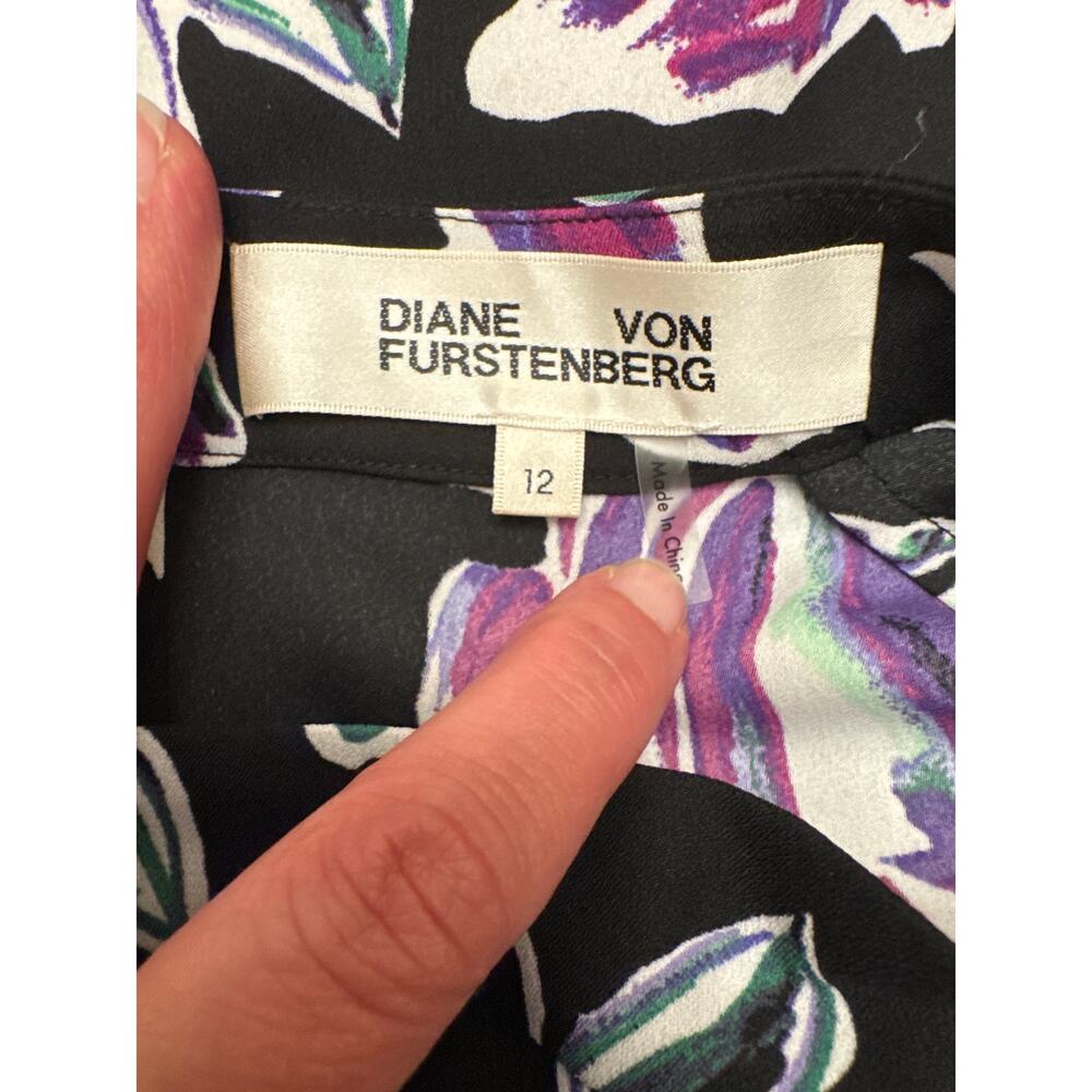 Diane Von Furstenberg Nella Tulip Fields Violet Midi Cottage Floral Dress 12 - Picture 6 of 7